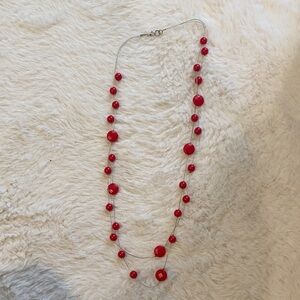 Elegant Red Beaded double-strand Necklace